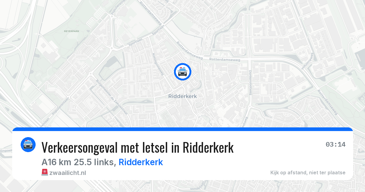 Verkeersongeval met letsel in Ridderkerk — 9 jul 2026