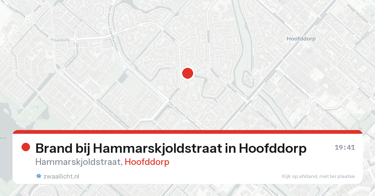 Brand bij Hammarskjoldstraat in Hoofddorp — 16 aug 2026