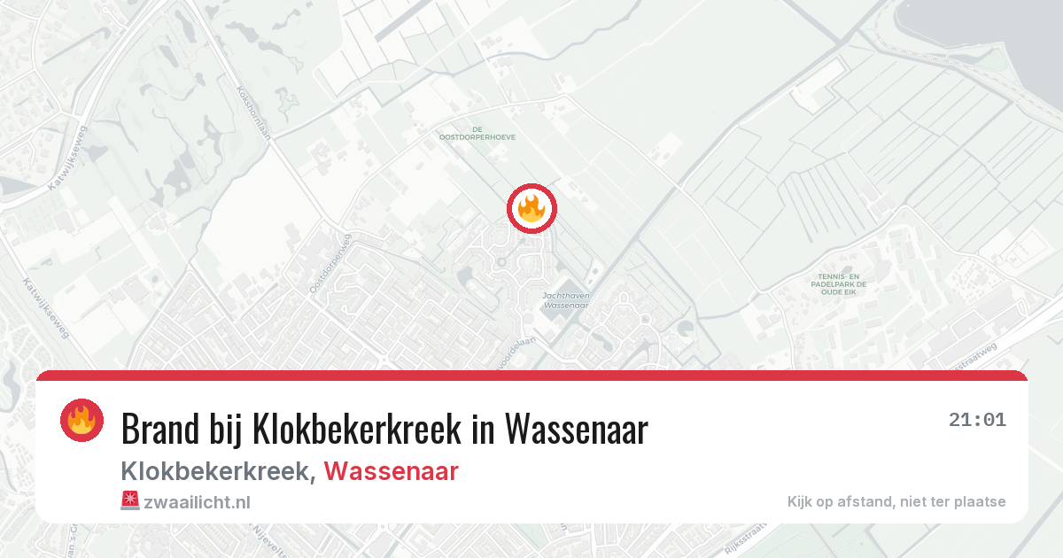 Brand bij Klokbekerkreek in Wassenaar — 15 jul 2026