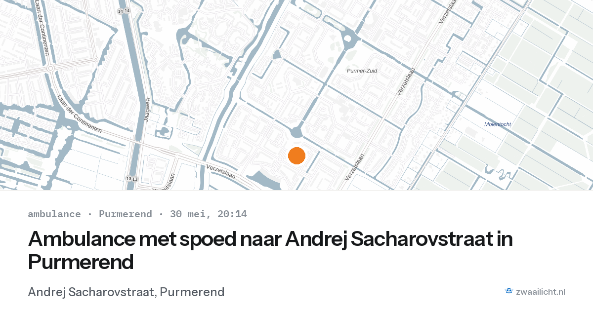 Ambulance met spoed naar Andrej Sacharovstraat in Purmerend — 30 mei 2026