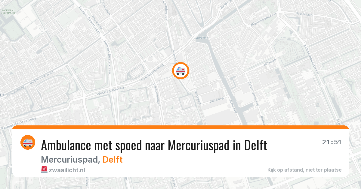 Ambulance met spoed naar Mercuriuspad in Delft — 1 aug 2026