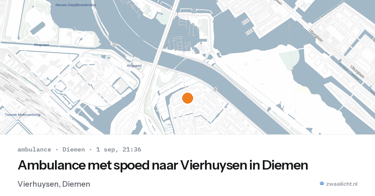 Ambulance met spoed naar Vierhuysen in Diemen — 1 sep 2026