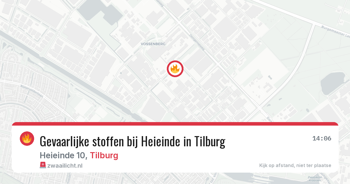 Gevaarlijke stoffen bij Heieinde in Tilburg — 7 aug 2026