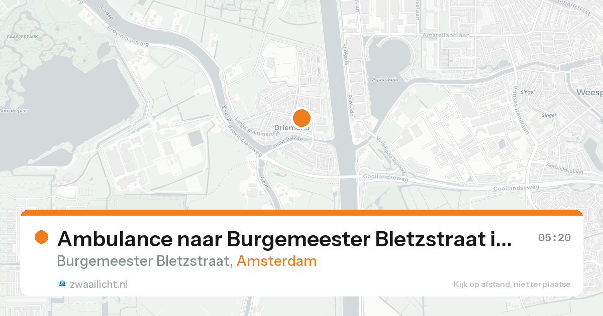 Ambulance naar Burgemeester Bletzstraat in Amsterdam — 17 aug 2026