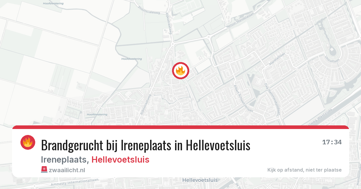 Brandgerucht bij Ireneplaats in Hellevoetsluis — 7 mei 2026