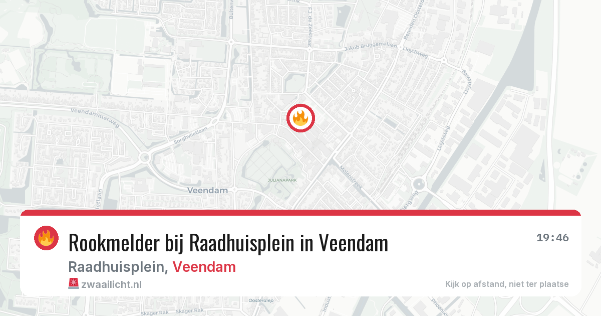 Rookmelder bij Raadhuisplein in Veendam — 28 jul 2026