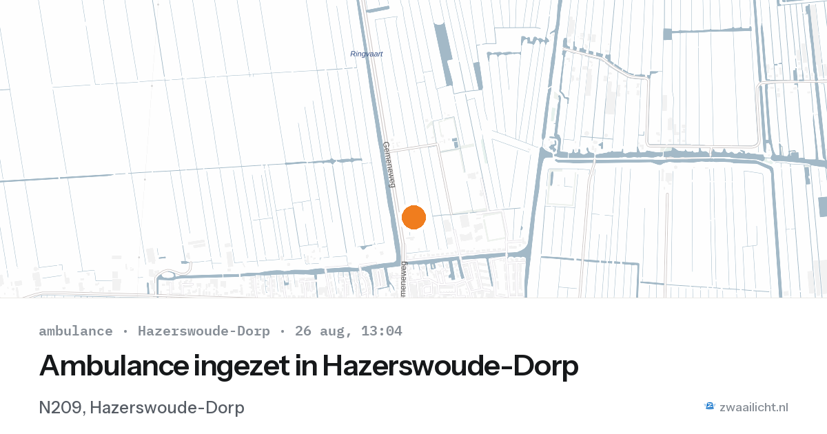 Ambulance ingezet in Hazerswoude-Dorp — 26 aug 2026