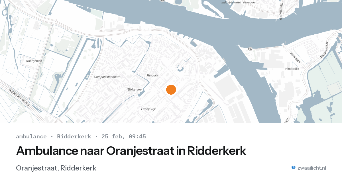 Ambulance naar Oranjestraat in Ridderkerk — 25 feb 2026