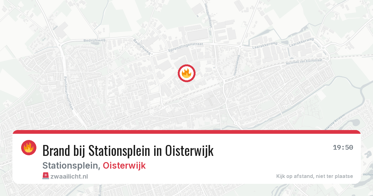 Brand bij Stationsplein in Oisterwijk — 14 aug 2026