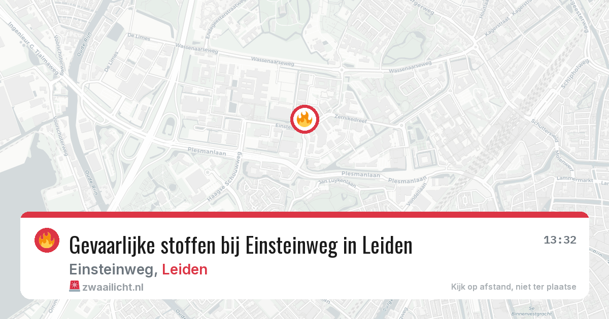 Gevaarlijke stoffen bij Einsteinweg in Leiden — 13 jun 2026