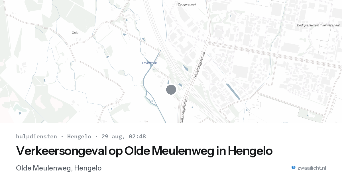 Verkeersongeval op Olde Meulenweg in Hengelo — 29 aug 2026