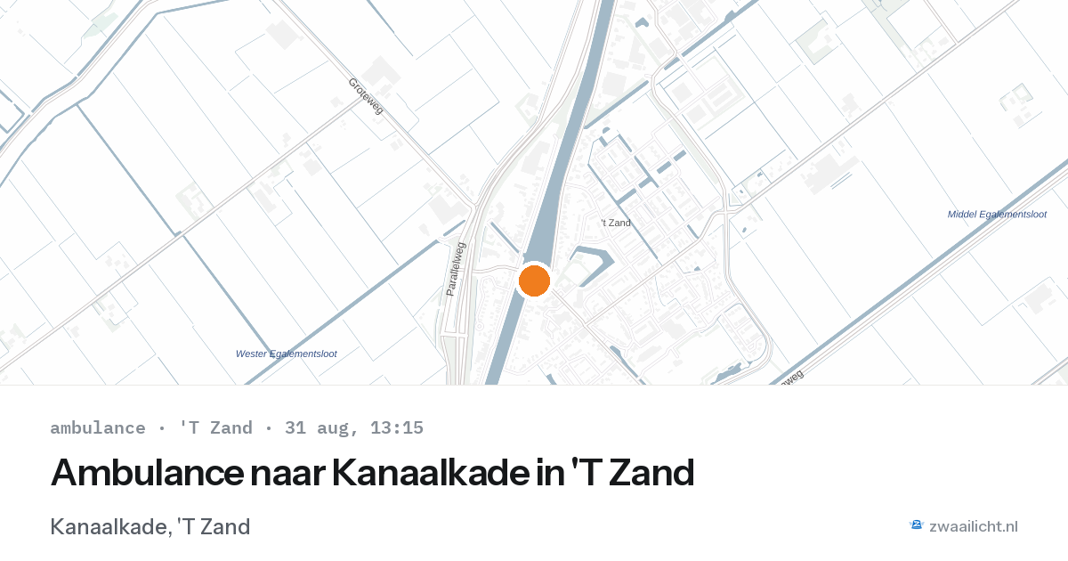 Ambulance naar Kanaalkade in 'T Zand — 31 aug 2026