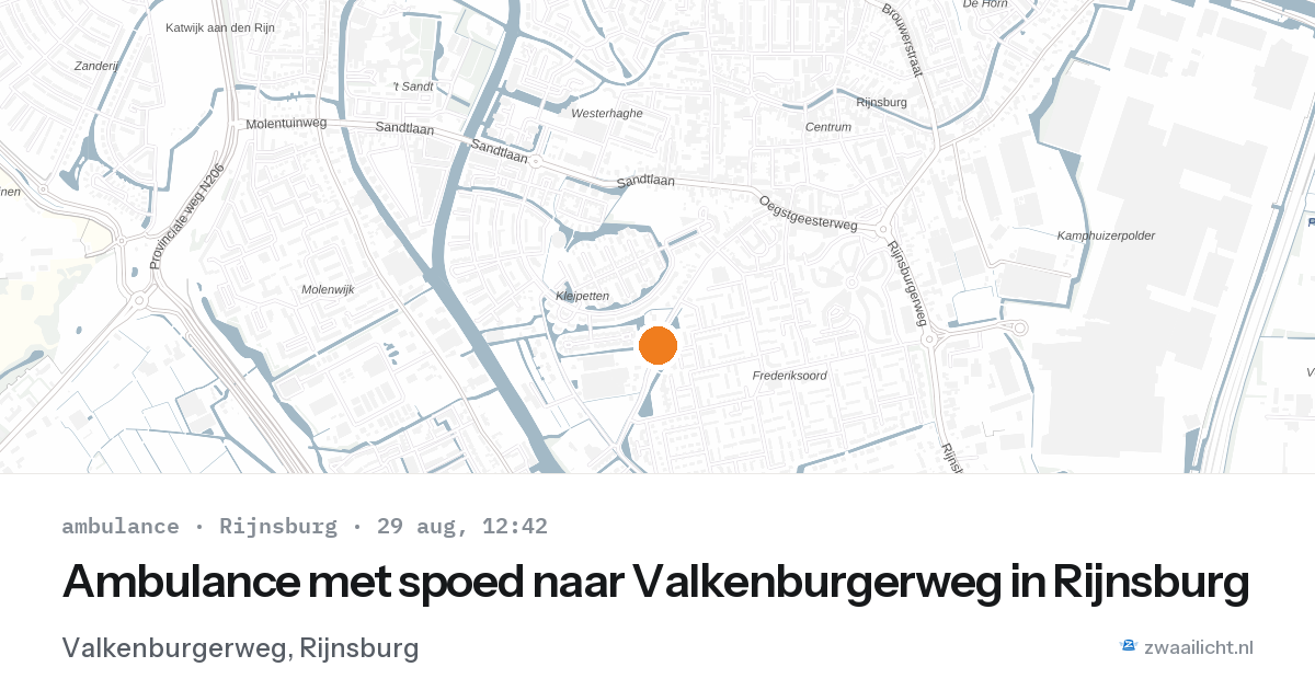 Ambulance met spoed naar Valkenburgerweg in Rijnsburg — 29 aug 2026
