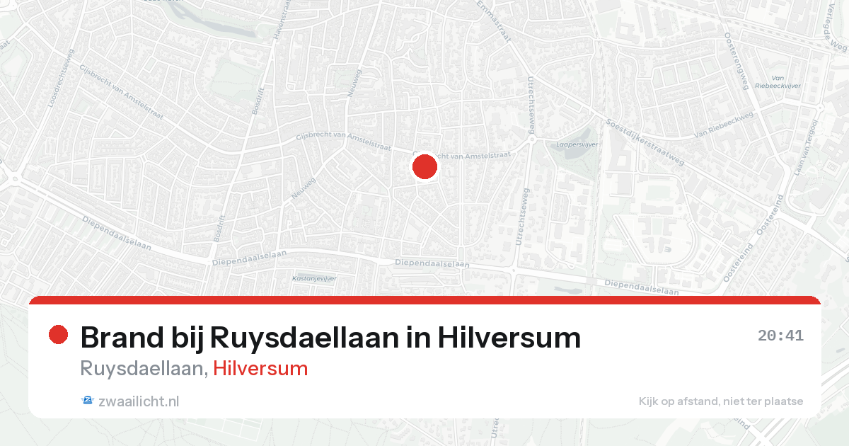 Brand bij Ruysdaellaan in Hilversum — 23 aug 2026