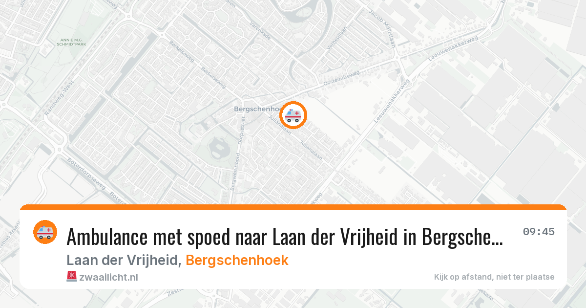 Ambulance met spoed naar Laan der Vrijheid in Bergschenhoek — 5 jul 2026