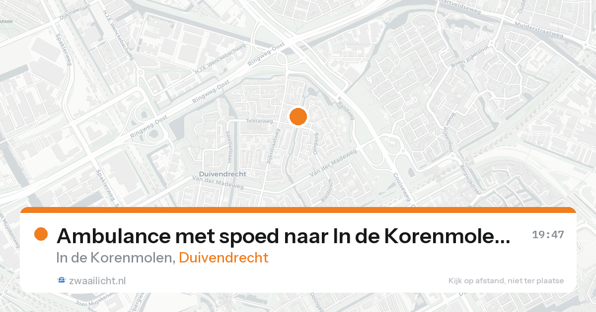 Ambulance met spoed naar In de Korenmolen in Duivendrecht — 15 aug 2026