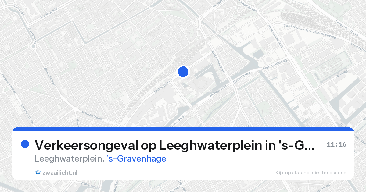 Verkeersongeval op Leeghwaterplein in 's-Gravenhage — 17 aug 2026