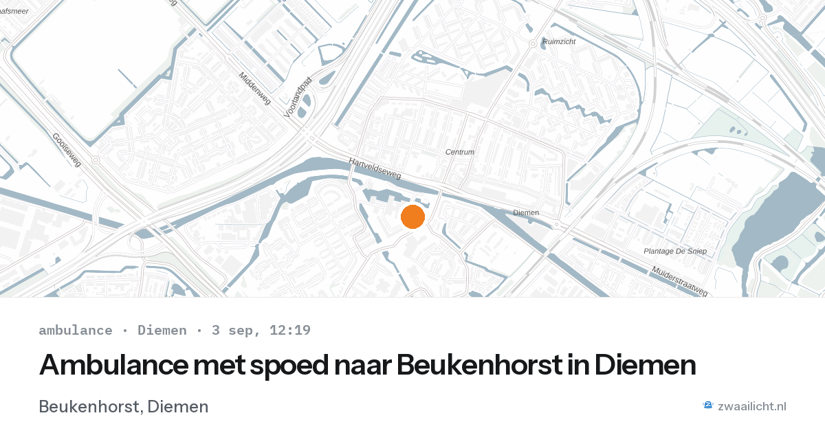 Ambulance met spoed naar Beukenhorst in Diemen — 3 sep 2026