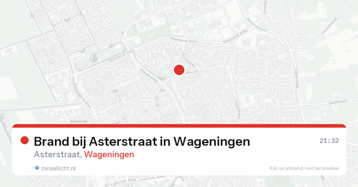 Brand bij Asterstraat in Wageningen — 20 aug 2026