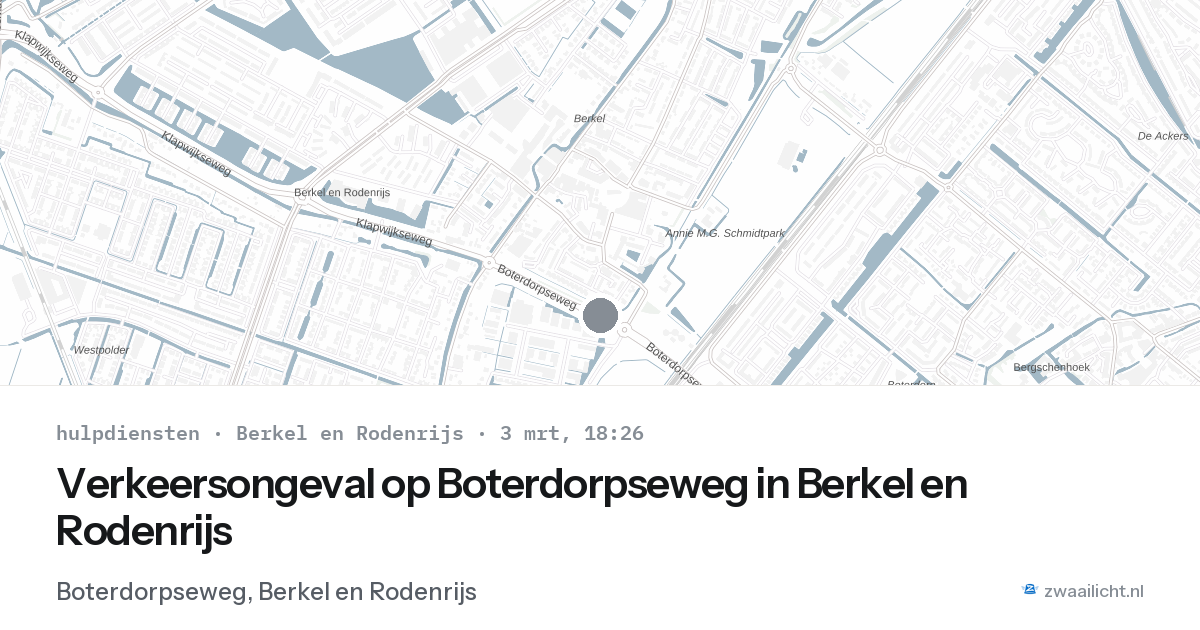 Verkeersongeval op Boterdorpseweg in Berkel en Rodenrijs — 3 mrt 2026