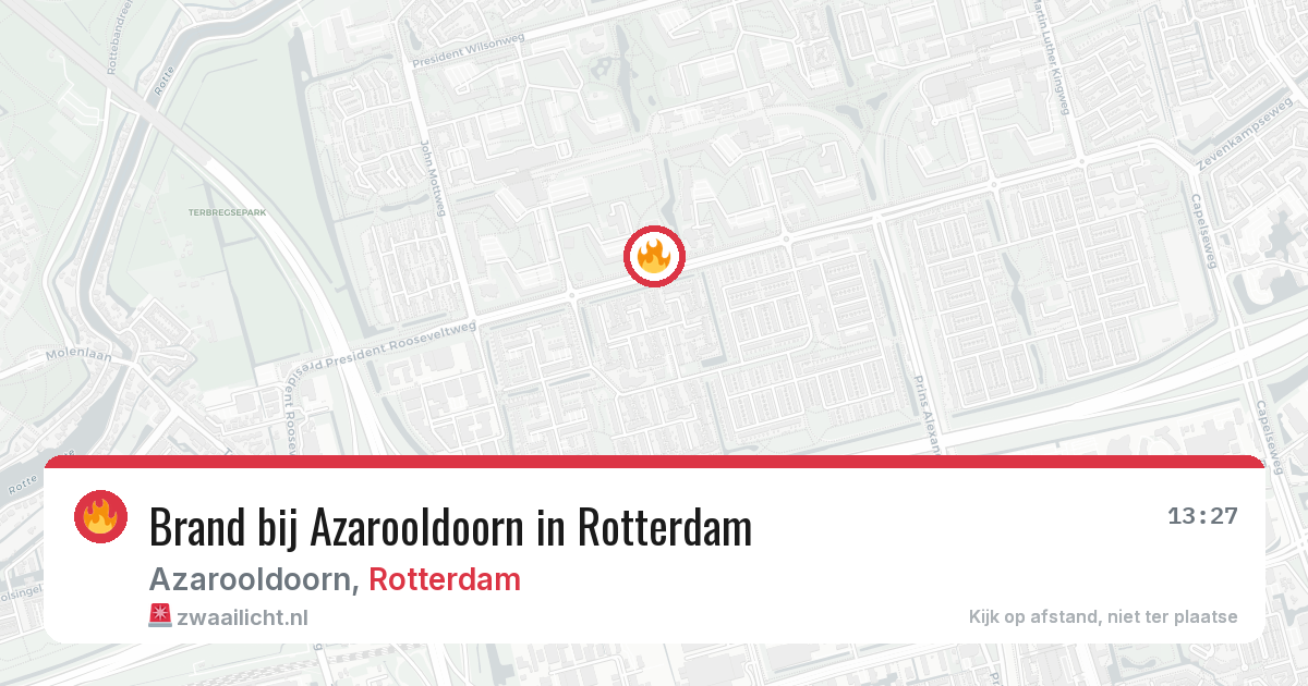 Brand bij Azarooldoorn in Rotterdam — 9 jul 2026