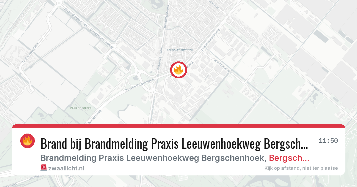 Brand bij Brandmelding Praxis Leeuwenhoekweg Bergschenhoek in Bergschenhoek — 15 jun 2026