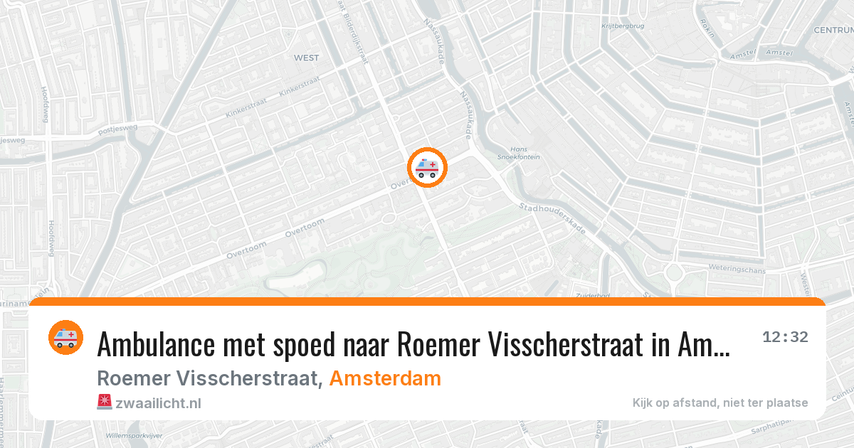 Ambulance met spoed naar Roemer Visscherstraat in Amsterdam — 20 mei 2026