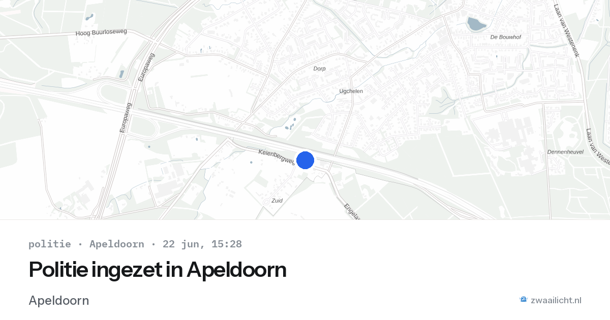 Politie ingezet in Apeldoorn — 22 jun 2026 | 🚨 Zwaailicht.nl