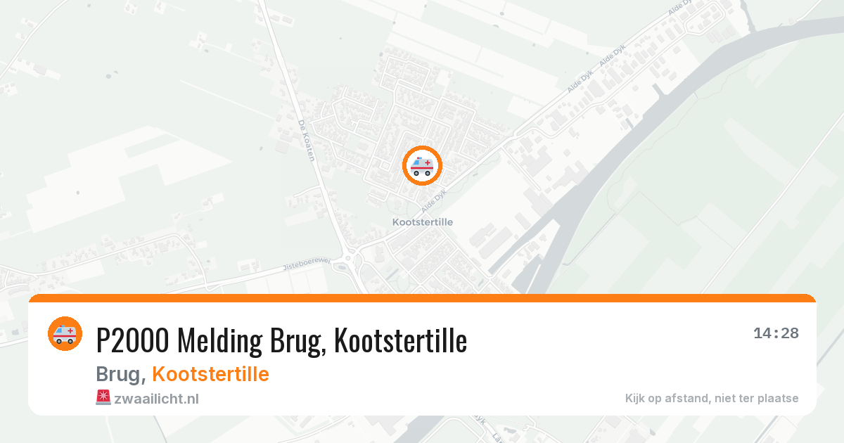 P2000 Melding Brug, Kootstertille — 26 apr 2026