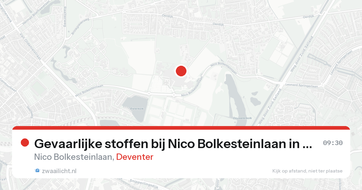 Gevaarlijke stoffen bij Nico Bolkesteinlaan in Deventer — 18 aug 2026