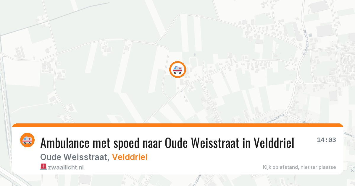 Ambulance met spoed naar Oude Weisstraat in Velddriel — 14 mei 2026