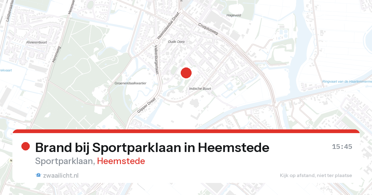Brand bij Sportparklaan in Heemstede — 26 aug 2026
