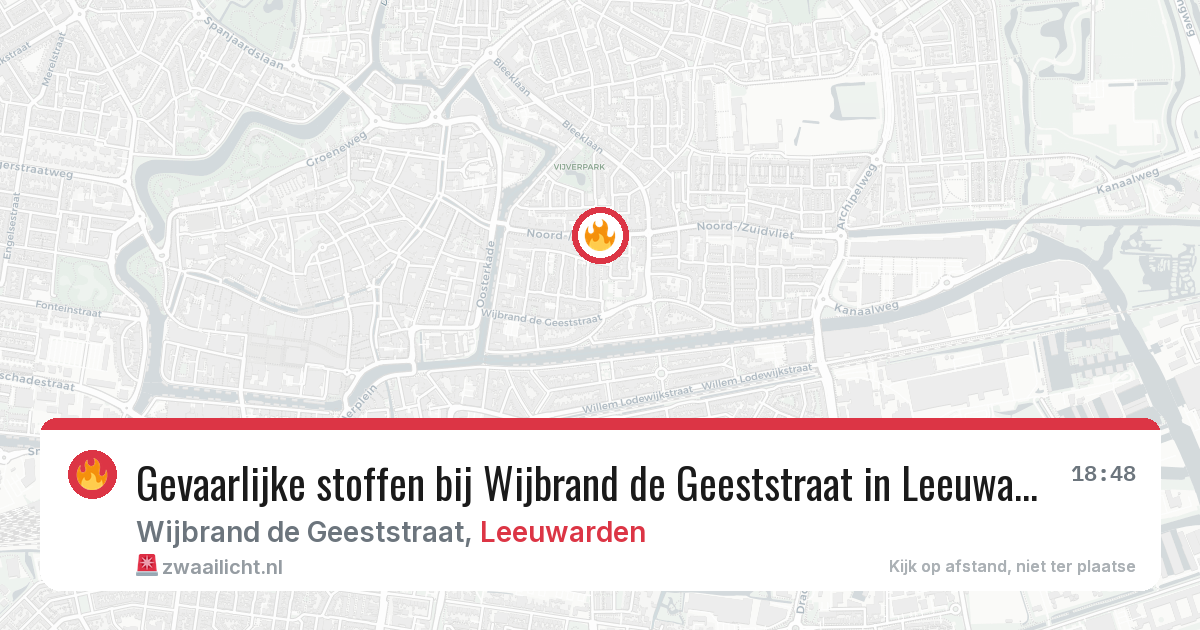 Gevaarlijke stoffen bij Wijbrand de Geeststraat in Leeuwarden — 21 mrt 2026