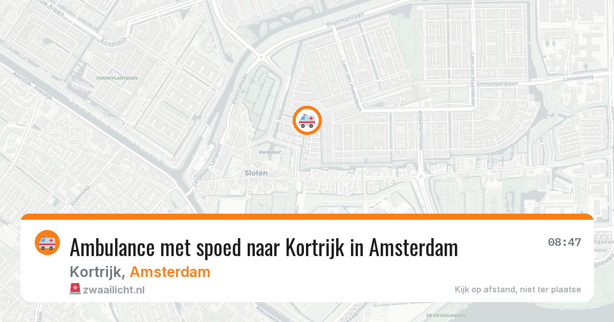 Ambulance met spoed naar Kortrijk in Amsterdam — 21 mei 2026