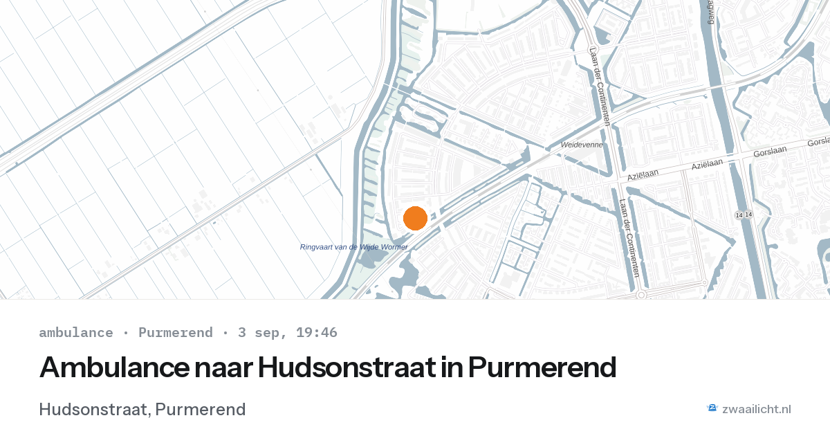 Ambulance naar Hudsonstraat in Purmerend — 3 sep 2026