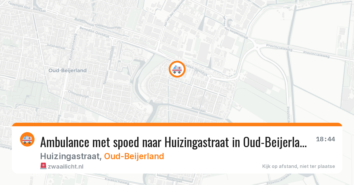Ambulance met spoed naar Huizingastraat in Oud-Beijerland — 25 mei 2026