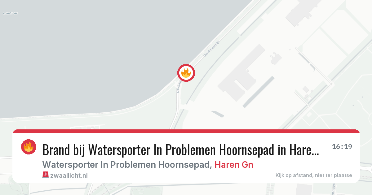 Brand bij Watersporter In Problemen Hoornsepad in Haren Gn — 27 mei 2026