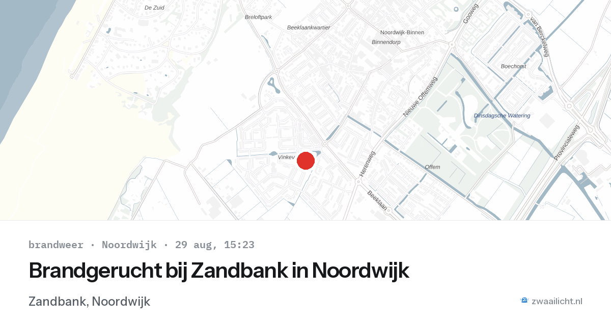 Brandgerucht bij Zandbank in Noordwijk — 29 aug 2026
