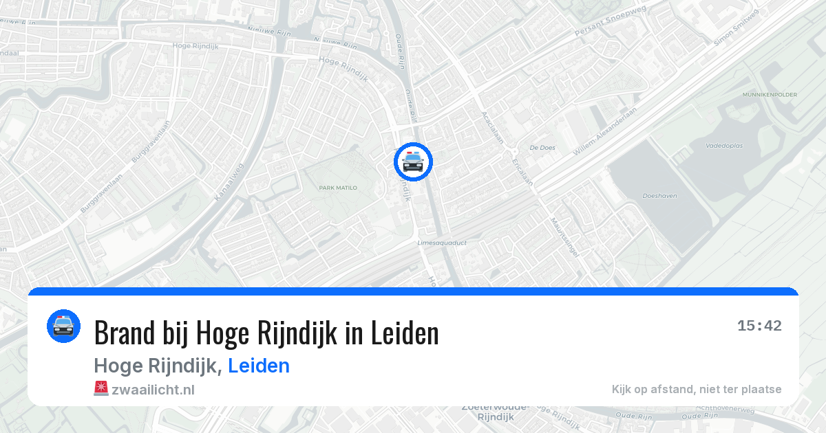 Brand bij Hoge Rijndijk in Leiden — 5 jul 2026
