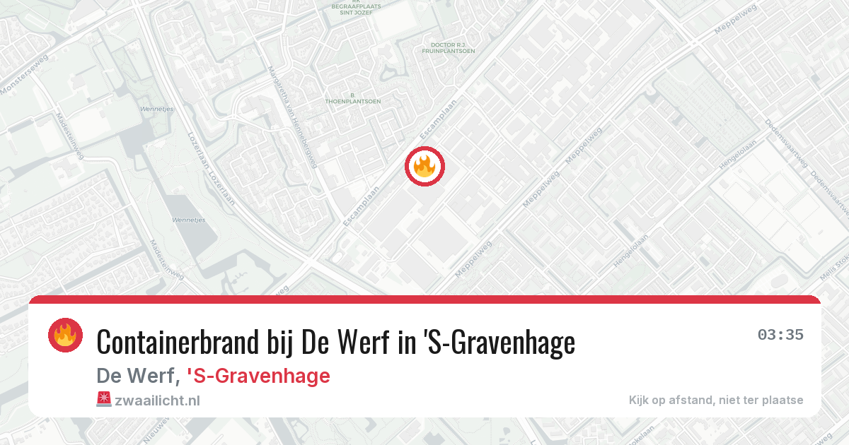 Containerbrand bij De Werf in 'S-Gravenhage — 10 mei 2026