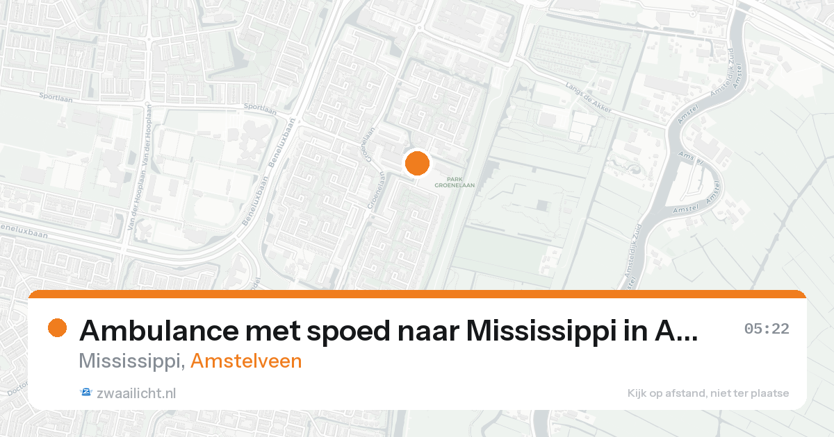 Ambulance met spoed naar Mississippi in Amstelveen — 23 aug 2026