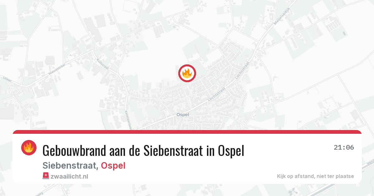 Gebouwbrand aan de Siebenstraat in Ospel — 25 jul 2026