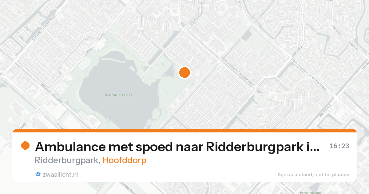 Ambulance met spoed naar Ridderburgpark in Hoofddorp — 19 aug 2026