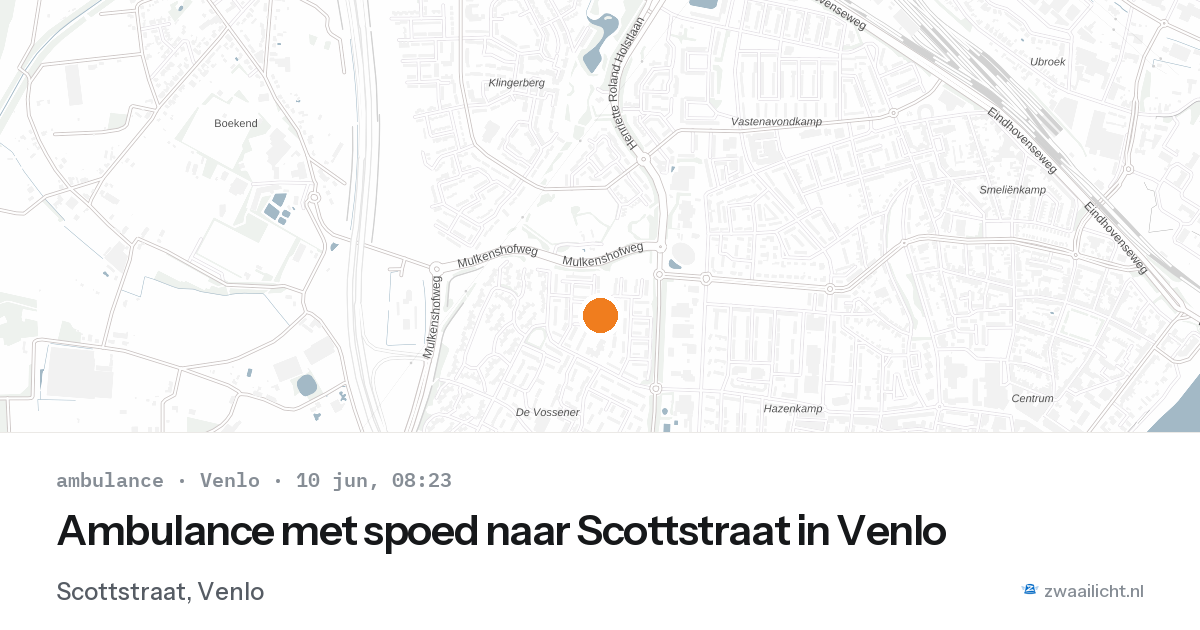 Ambulance met spoed naar Scottstraat in Venlo — 10 jun 2026
