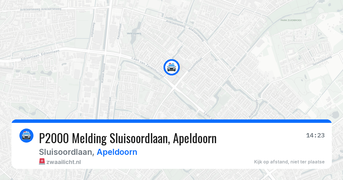 P2000 Melding Sluisoordlaan, Apeldoorn — 9 apr 2026