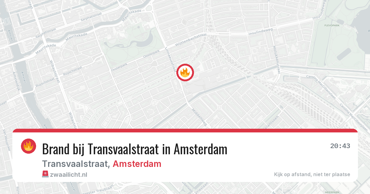 Brand bij Transvaalstraat in Amsterdam — 15 jul 2026