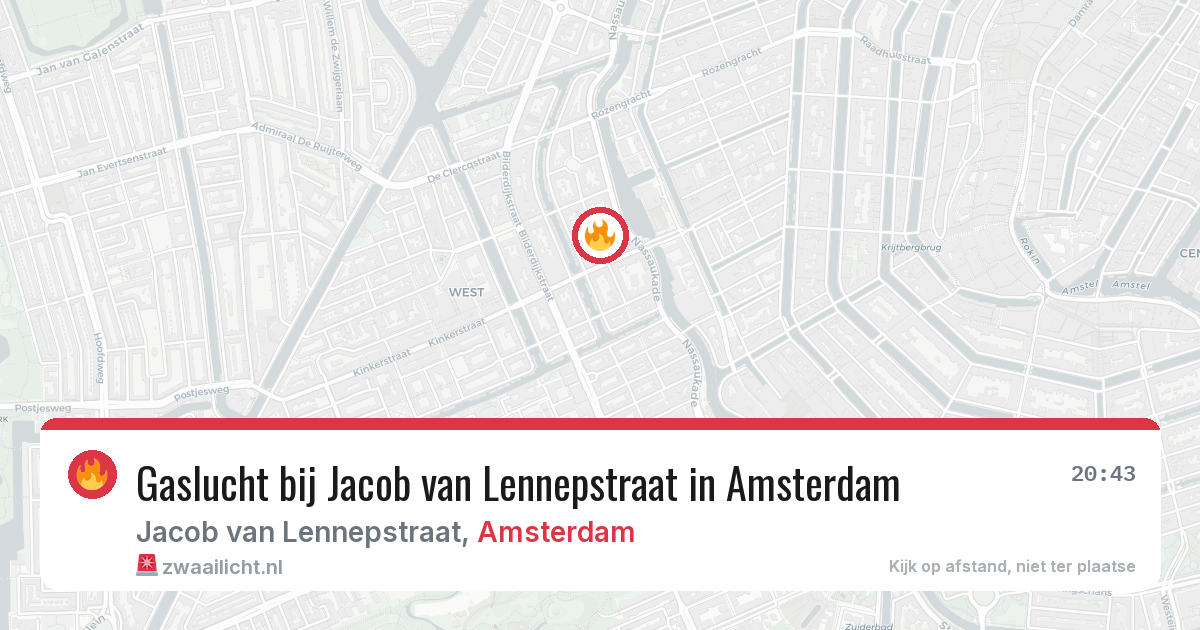 Gaslucht bij Jacob van Lennepstraat in Amsterdam — 11 jun 2026
