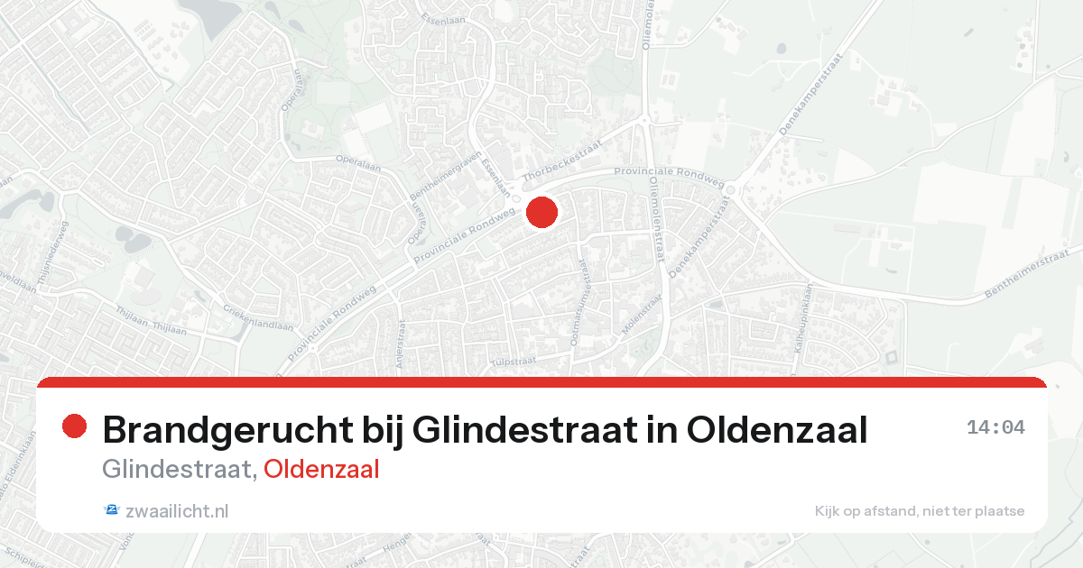 Brandgerucht bij Glindestraat in Oldenzaal — 14 aug 2026
