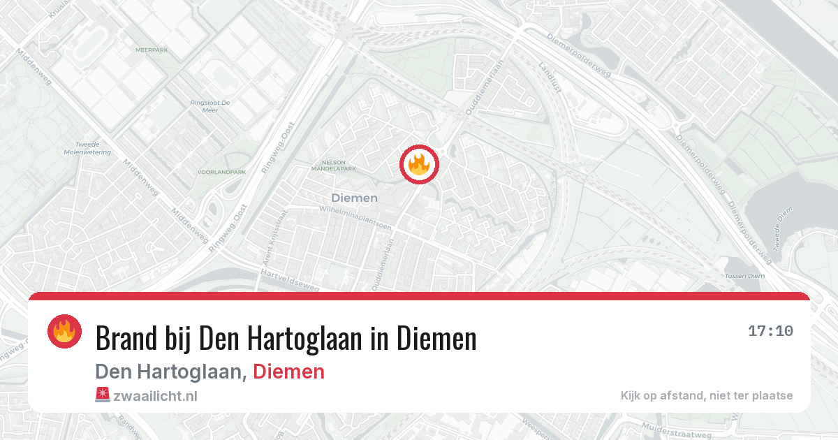 Brand bij Den Hartoglaan in Diemen — 10 aug 2026