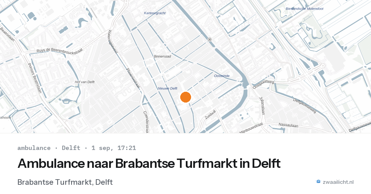 Ambulance naar Brabantse Turfmarkt in Delft — 1 sep 2026